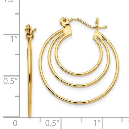 14k Yellow Gold Polished Circles Hoop Earrings Gift for Women