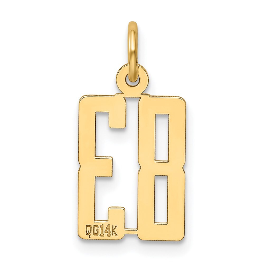 14k Yellow Gold Small Elongated Number 83 Charm Pendant for Women