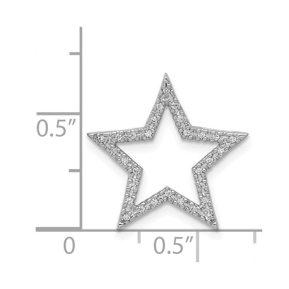 14k White Gold Diamond Star Chain Slide Pendant for Women