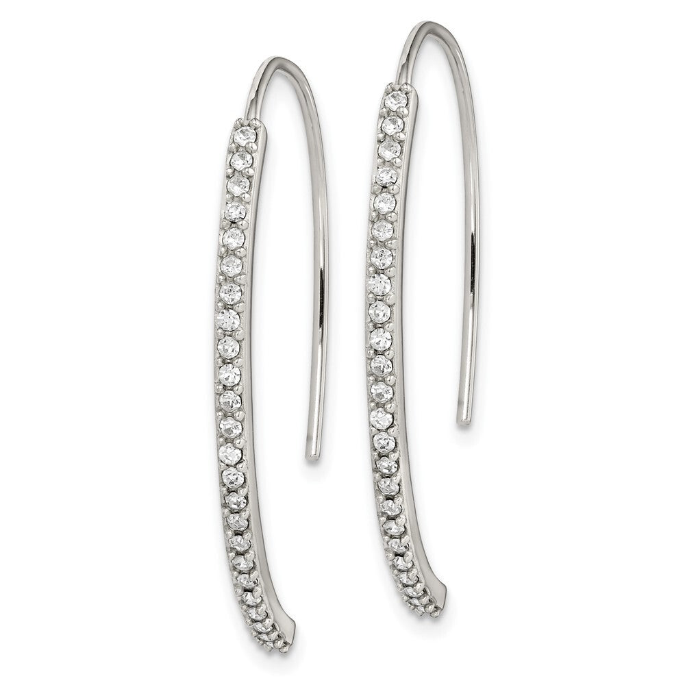 Sterling Silver Rhodium-plated Crystal Threader Dangle Earrings