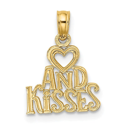 14k Yellow Gold Heart AND KISSES Charm