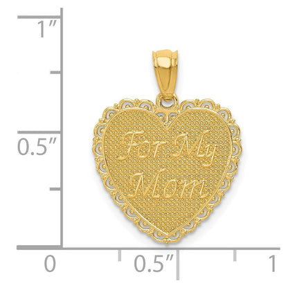 14k Yellow Gold Gold Reversible FOR MY MOM/ Thanks For Everything Pendant