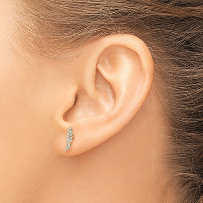 14k Yellow Gold Cubic Zirconia Cluster Stud Earrings Gift for Women