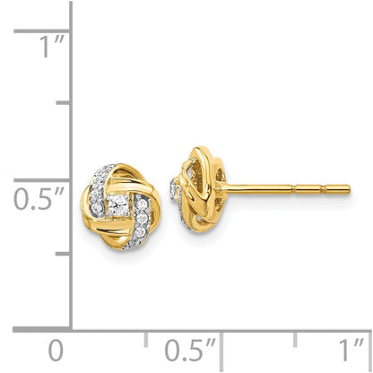 14k Yellow Gold Diamond Knot Stud Earrings