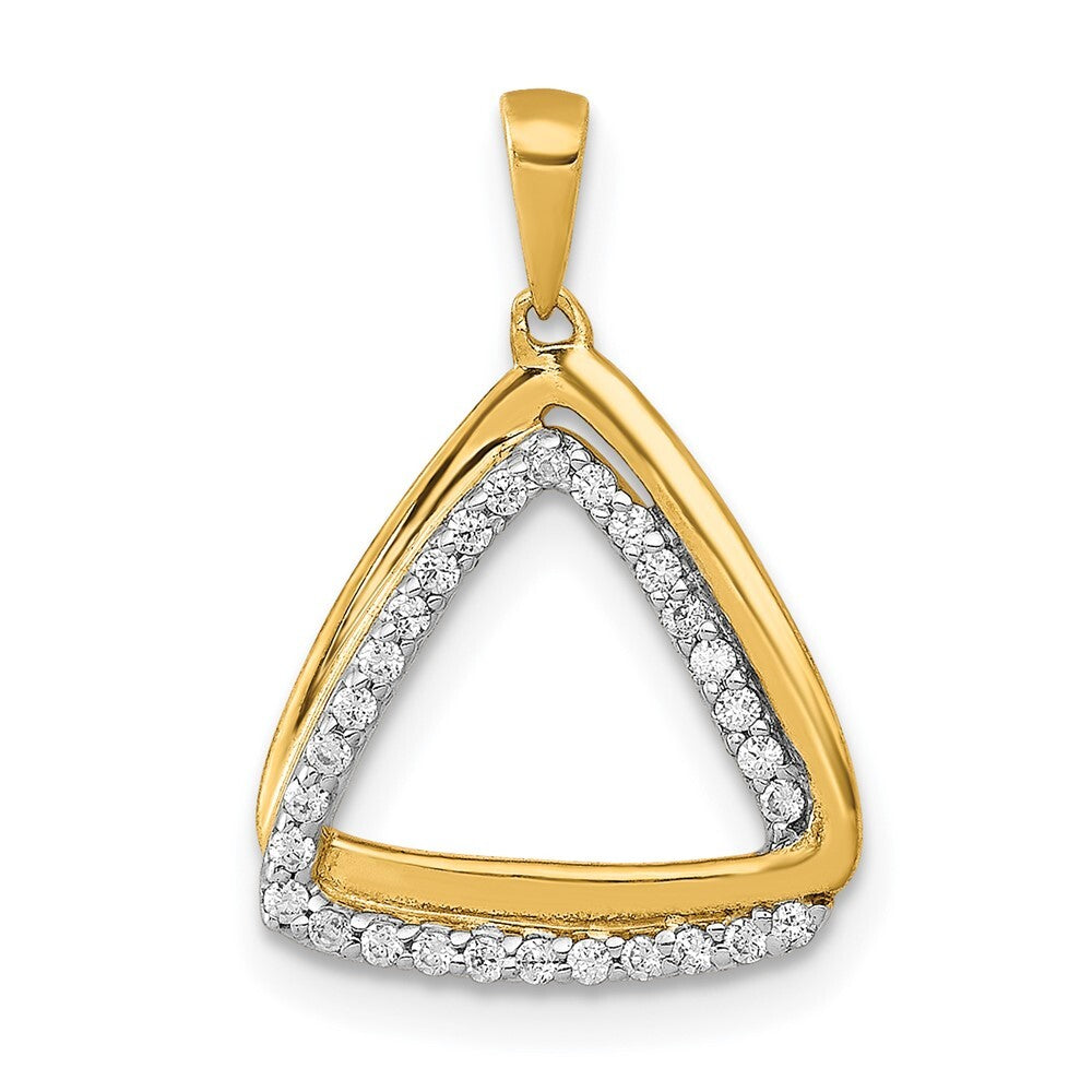 14k Yellow Gold 1/6ct. Diamond Double Triangle Pendant for Women