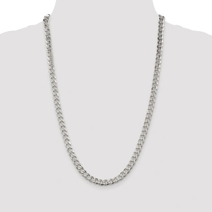 Sterling Silver Rhodium-plated 7mm Pav� Curb Chain