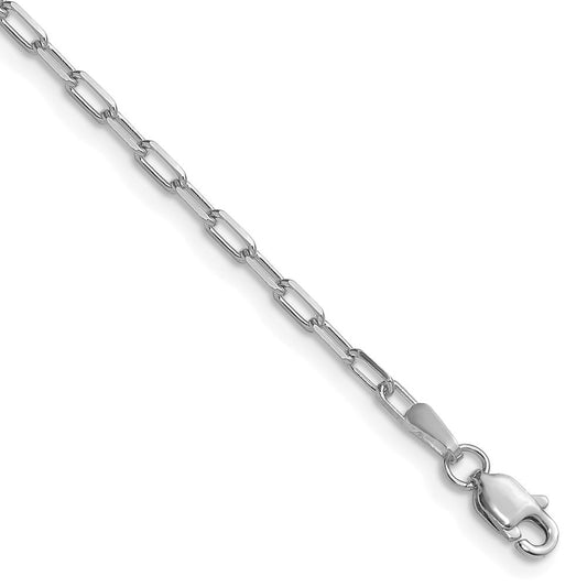 14k White Gold 2.1mm Solid Beveled Paperclip Chain Bracelet