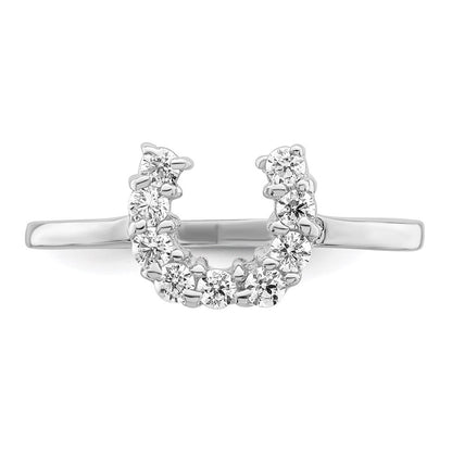 Sterling Silver Rhodium-plated Polished U Shaped Cubic Zirconia Ring Size 6