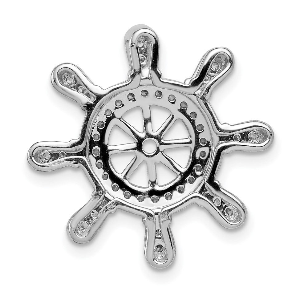 14k White Gold 1 4ct. Diamond Ship Wheel Pendant