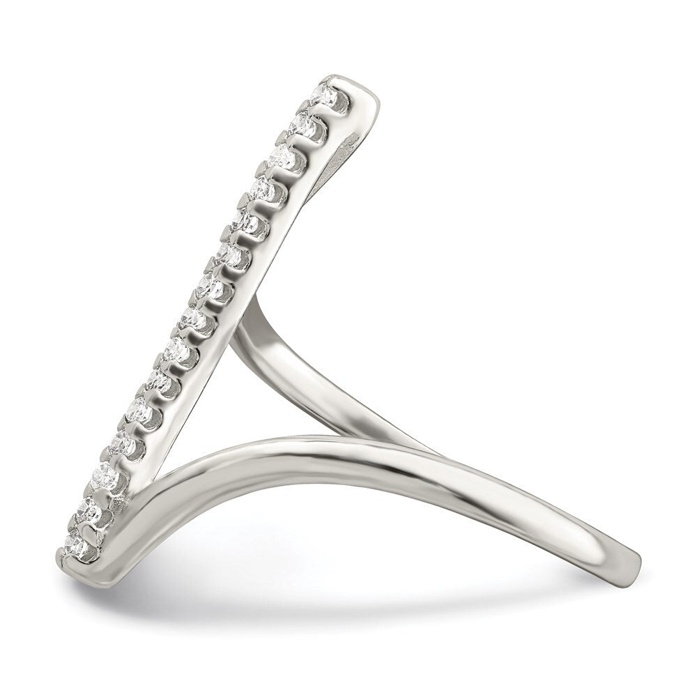 Sterling Silver Cubic Zirconia Bar Ring Size 8