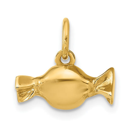 14k Yellow Gold Fancy Taffy Charm Pendant for Women