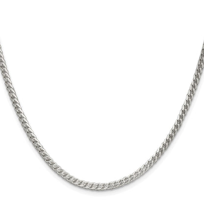 Sterling Silver Rhodium-plated 3.1mm Diamond-Cut Square Franco Chain Necklace