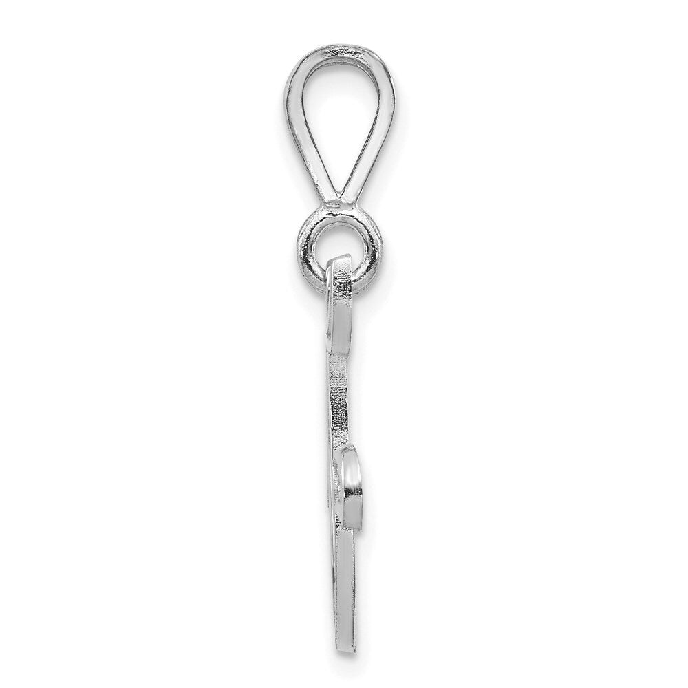 14k White Gold Solid Polished Script Filigree Letter F Initial Pendant for Women