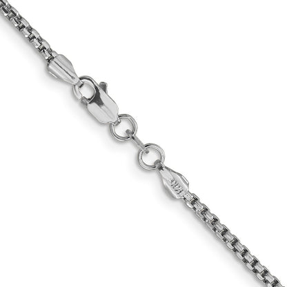 14K White Gold 16 inch 1.75mm Semi-Solid Round Box Chain Necklace