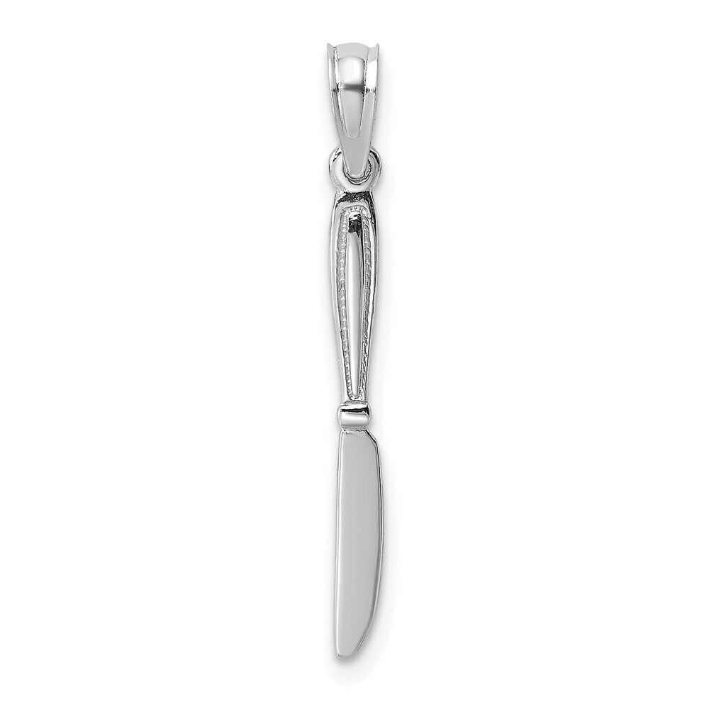 14k White Gold 3-D Polished Table Knife Charm Pendant for Women
