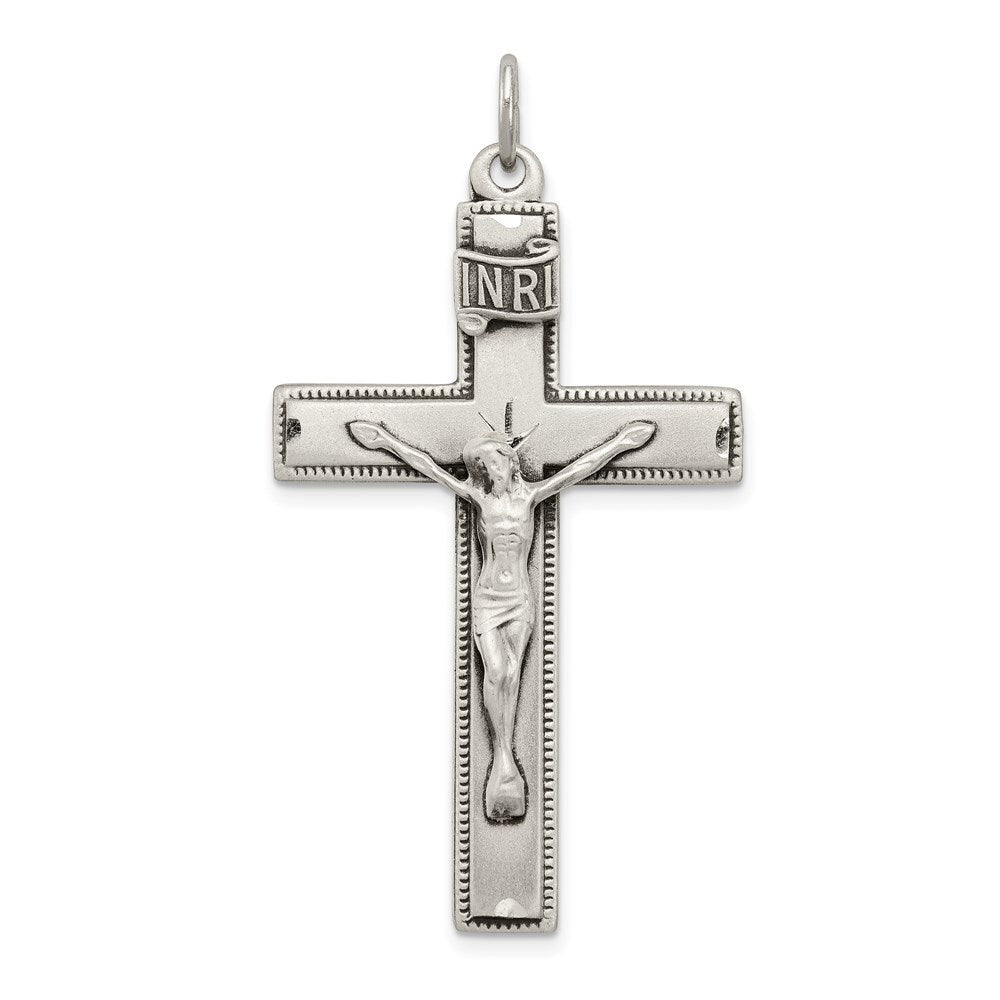 Sterling Silver INRI Crucifix Cross Prayer Pendant