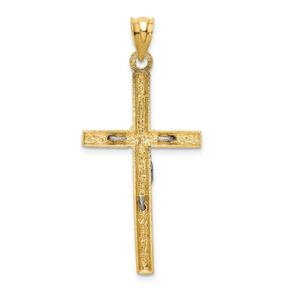 14k Two-tone Gold Crucifix Pendant for Women