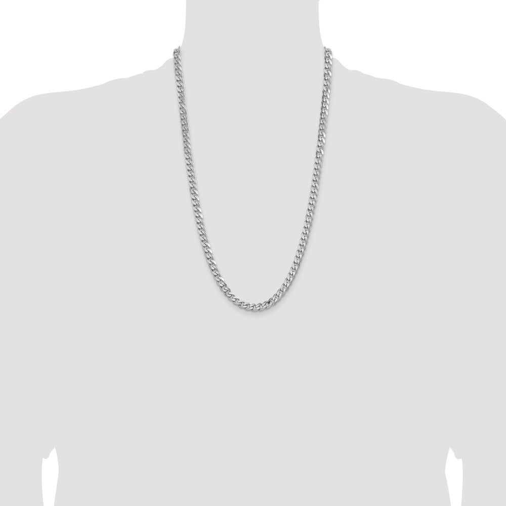 Sterling Silver Rhodium-plated 6.5mm Curb Chain