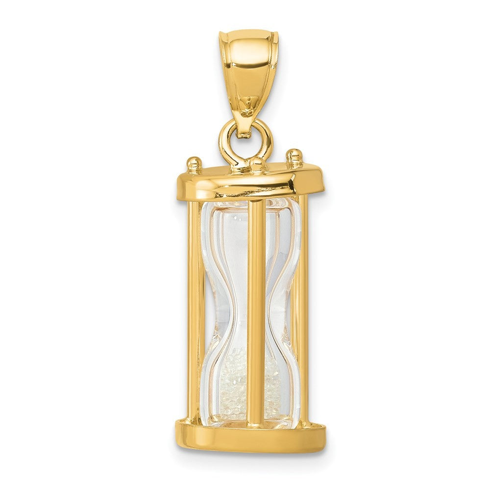 14k Yellow Gold Polished 3-D Plastic Hourglass w/ Beads Charm