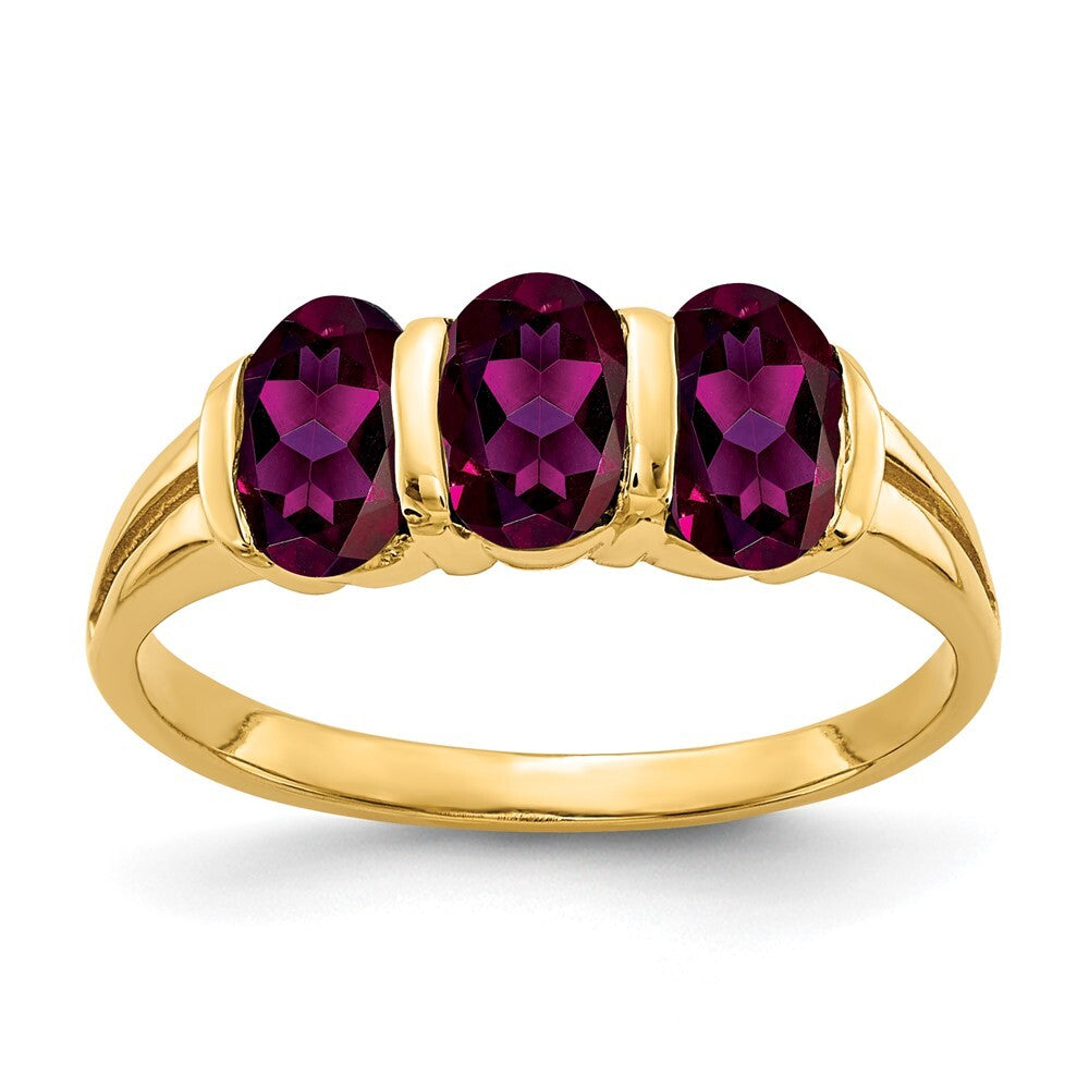 14K Yellow Gold 6x4mm Oval Rhodolite Garnet ring