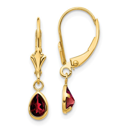14k Yellow Gold 6x4mm Garnet/January Stud Earrings Gift for Women