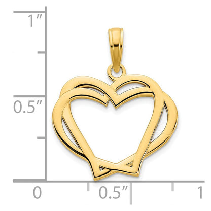 14k Yellow Gold Heart in a Heart Pendant for Women