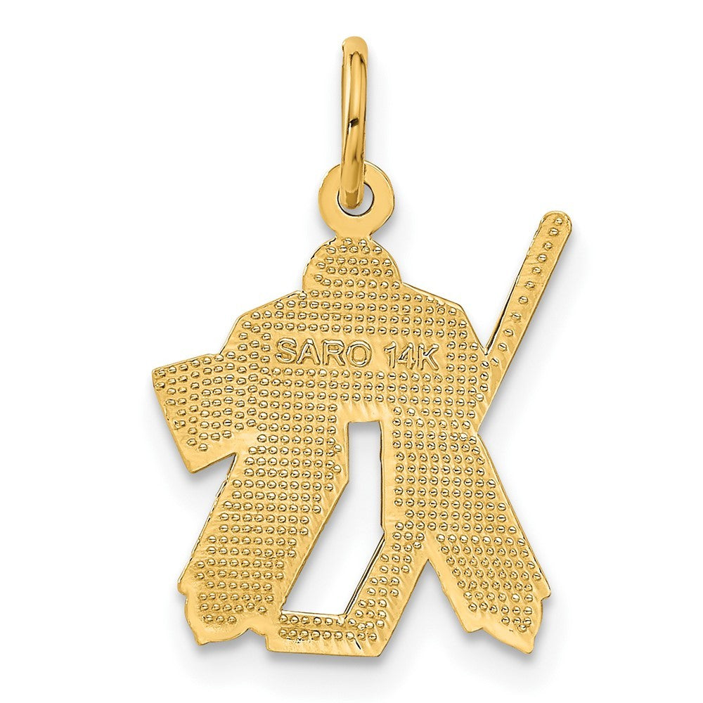 14k Yellow Gold Hockey Goalie Charm Pendant