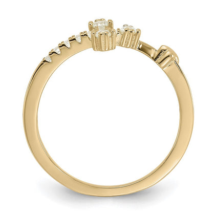 Sterling Silver Gold-tone CZ Cross Ring Size 7