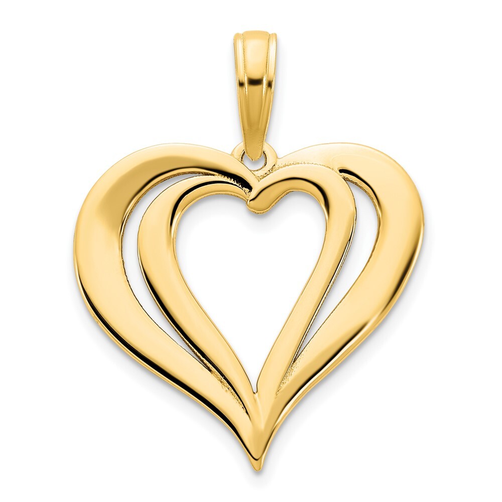 14k Yellow Gold Fancy Heart Pendant for Women