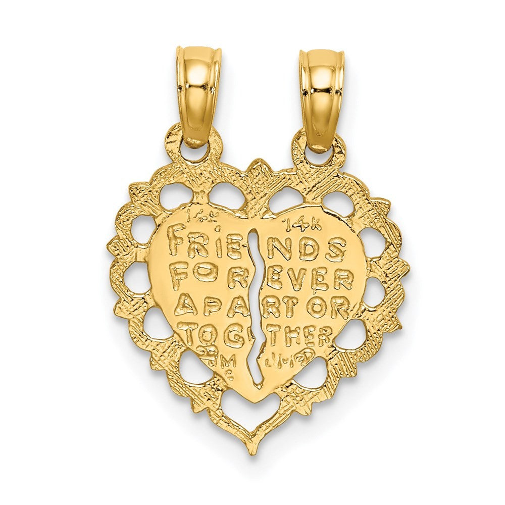 14k Yellow Gold  BEST FRIEND/FRIENDS FOREVER 2-Piece Break-Apart Heart Charm