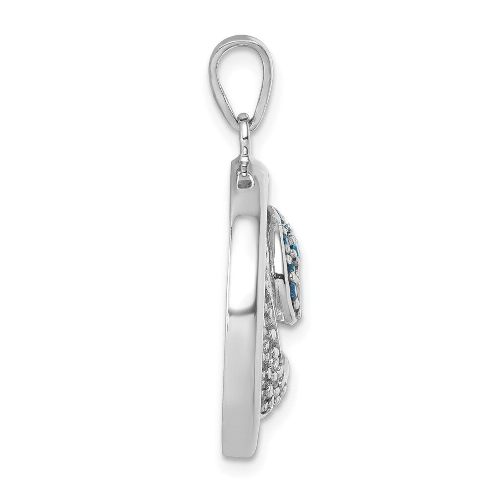 Sterling Silver Rhodium-Plated Polished Cubic Zirconia Wave Pendant
