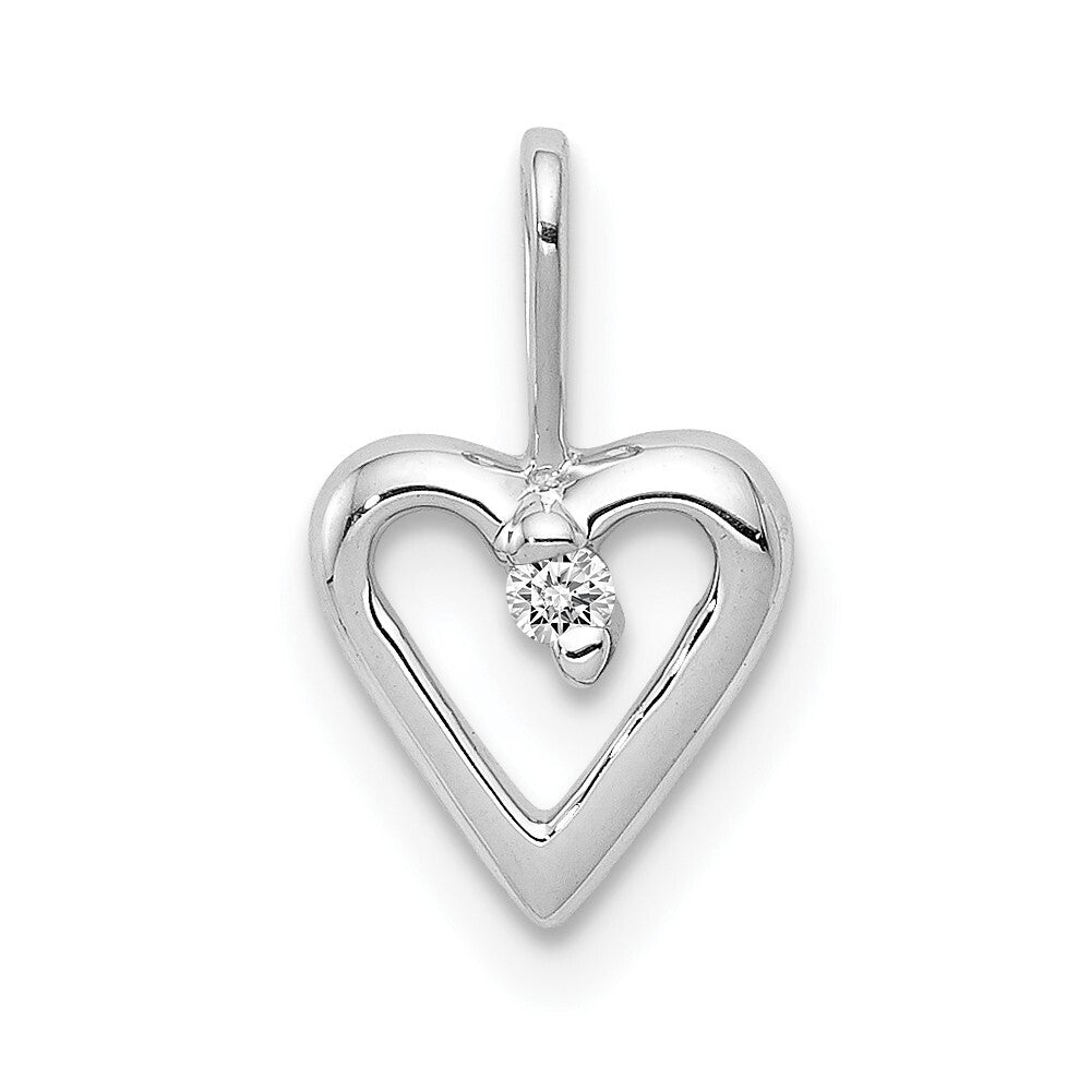 14k White Gold .02ct. Diamond Heart Pendant for Women