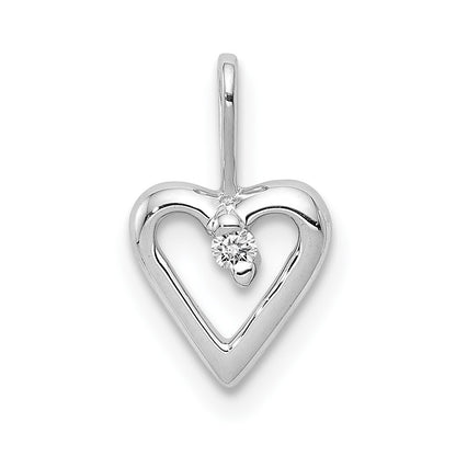 14k White Gold .02ct. Diamond Heart Pendant for Women