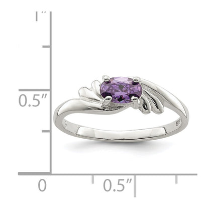 Sterling Silver Purple Oval Cubic Zirconia Ring Size 8