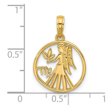 14k Yellow Gold Polished Round Virgo Pendant for Women