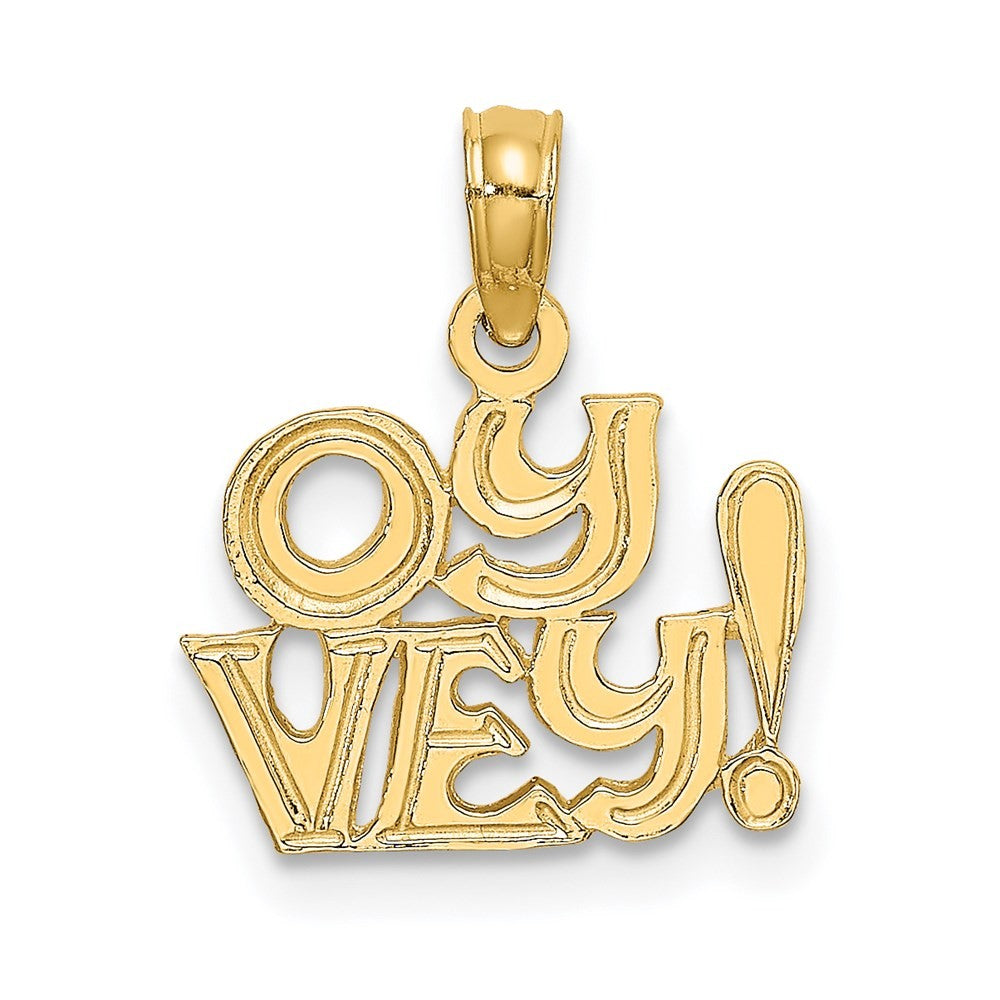 14k Yellow Gold Polished and Engraved OY VEY Charm