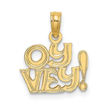 14k Yellow Gold Polished and Engraved OY VEY Charm