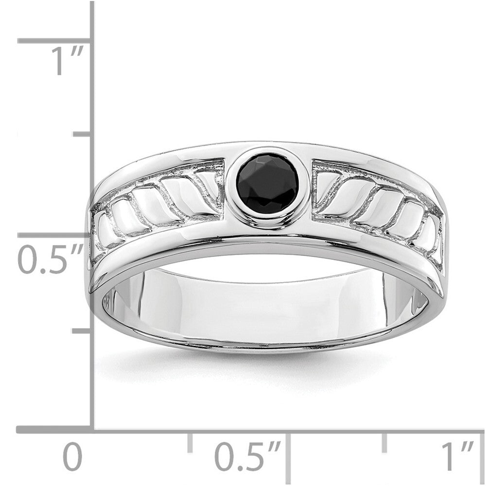 Sterling Silver Rhodium-plated Men's Onyx Ring Size 9