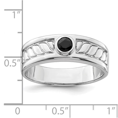 Sterling Silver Rhodium-plated Men's Onyx Ring Size 9