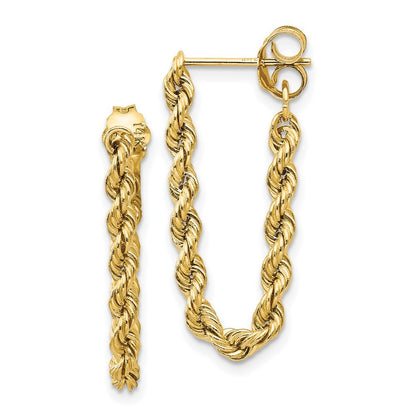 14k Yellow Gold Hollow Rope Earrings
