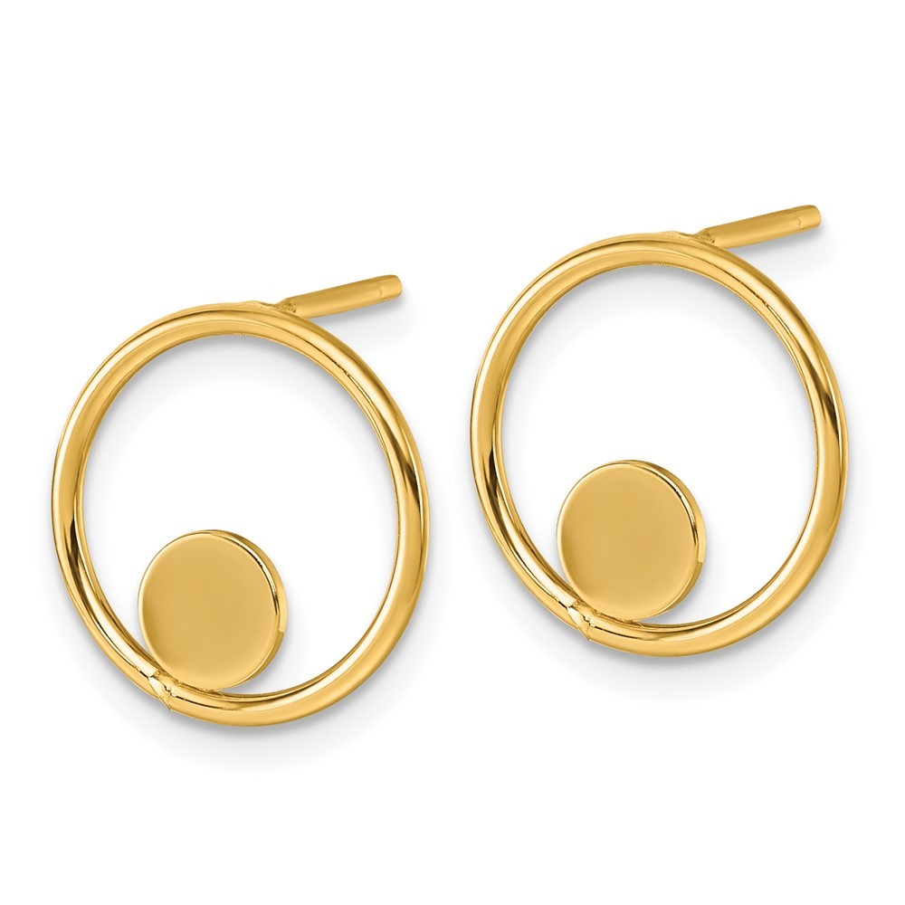 14k Yellow Gold Polished Circle in Circle Earrings