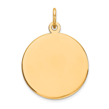 14k Yellow Gold Plain .011 Gauge Circular Engravable Disc Charm Pendant