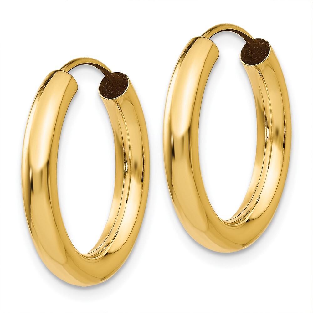 14k Yellow Gold Polished Endless Tube Hoop Earrings Gift for Women