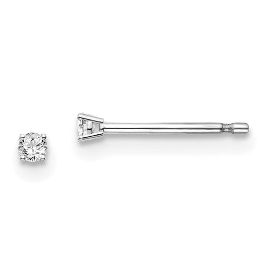 14k White Gold .05ct I1 J-K Diamond Push-on Stud Earrings Gift for Women