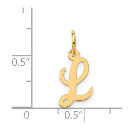 14k Yellow Gold Small Script Letter L Initial Charm Pendant
