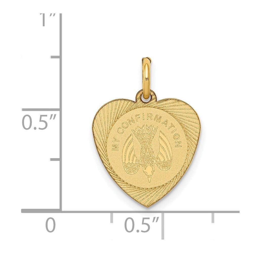 14k Yellow Gold My Confirmation Heart Disc Charm