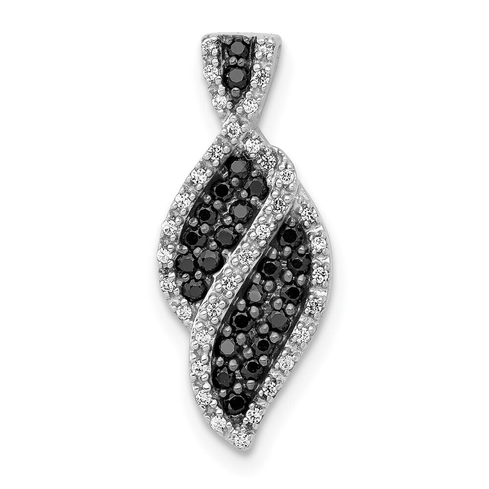 14k White Gold 1/3ct. White and Black Diamond Fancy Curve Chain Slide Pendant