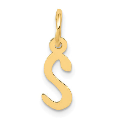 14k Yellow Gold Small Slanted Block Letter S Initial Charm Pendant for Women