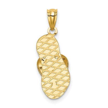 14k Yellow Gold 3D Flip Flop Pendant for Women