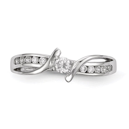 Sterling Silver Rhodium-plated Cubic Zirconia Ring Size 8